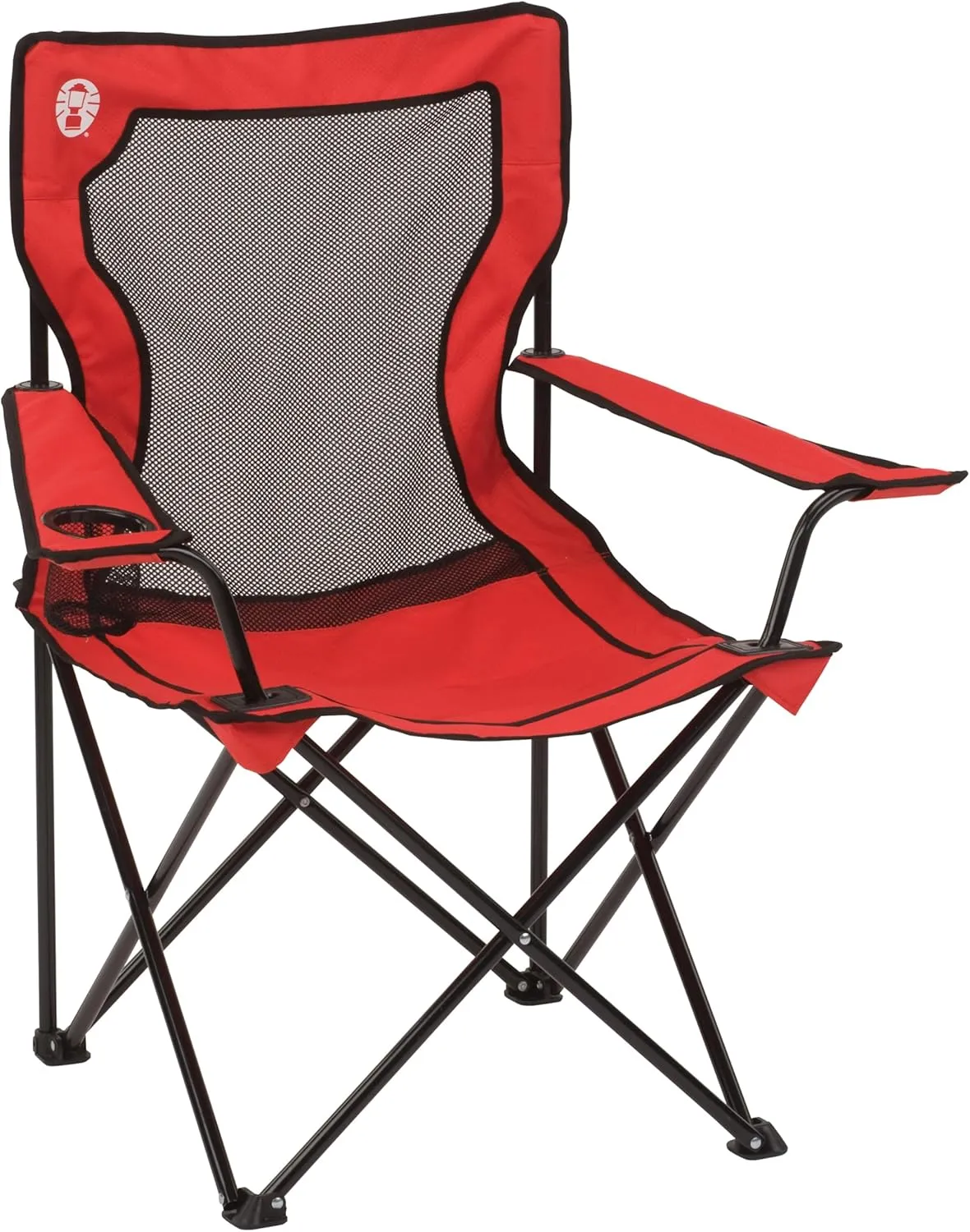 Coleman Broadband Mesh Quad Camping Chair with Carry Bag & Cup Holder, Cooling Mesh Back, Supports 250 lbs