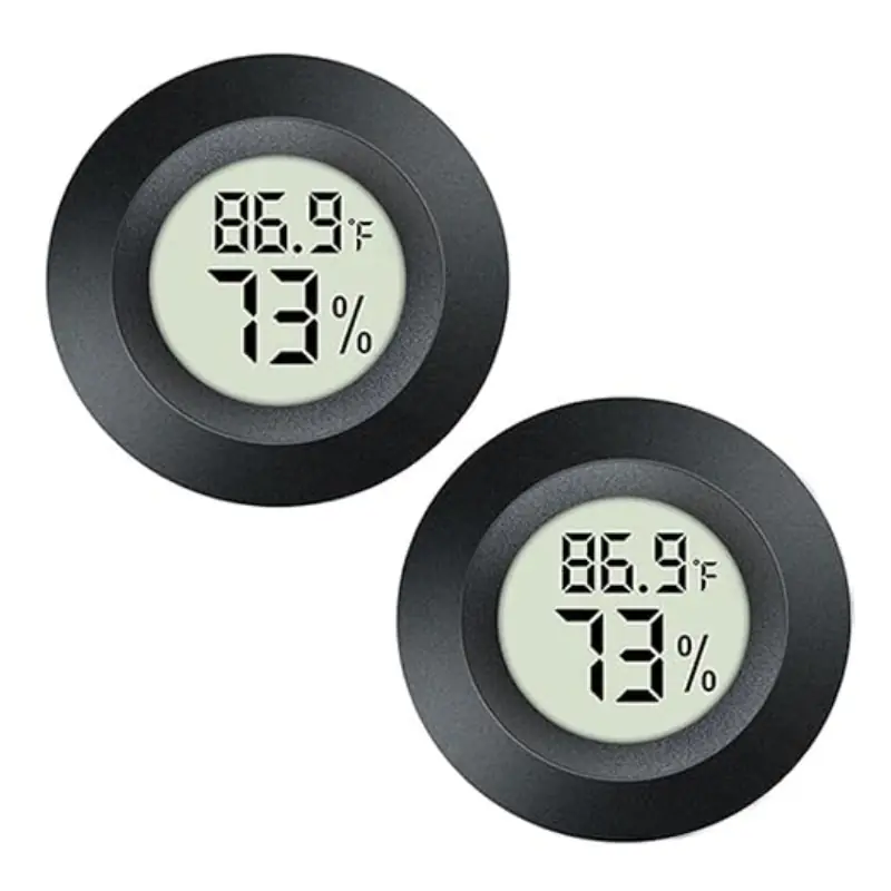 JEDEW 2 Pack Hygrometer Thermometer Digital Humidity Meter Indoor/Outdoor Humidity Monitor Reptile Thermo-Hygrometer for Greenhouse Humidors Terrarium Jars, Fahrenheit (℉) /Celsius(℃)