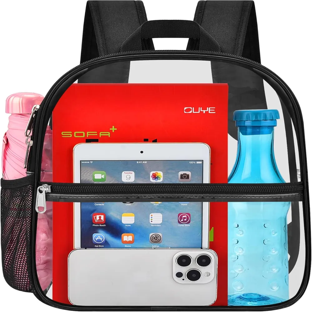 Oraben Clear Backpack Stadium Approved, Clear Bag 12 x 6 x 11 in, Small Transparent Bookbag