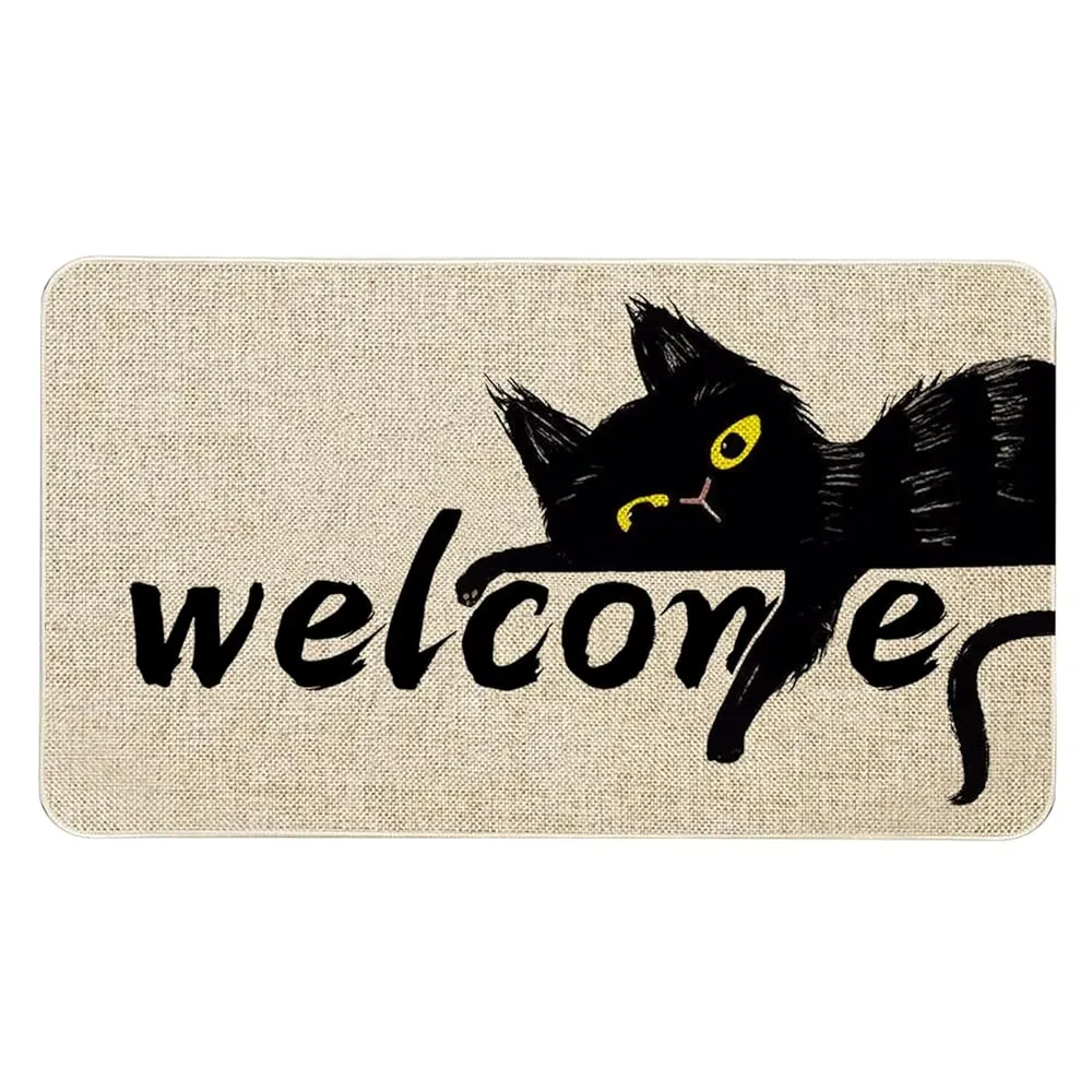 Halloween Cat Welcome Doormat 30x17 Inch Indoor Outdoor
