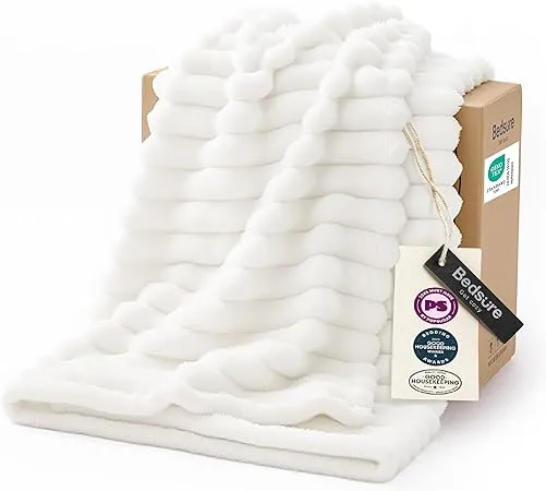 Bedsure GentleSoft White Throw Blanket for Couch 50x60
