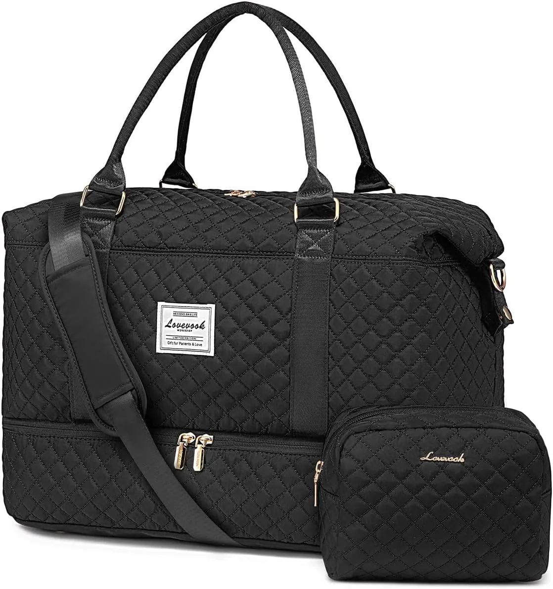LOVEVOOK Travel Duffle Bag, Weekender Bags for Women with Shoe Compartment, Carry on Overnight Bag with Toiletry Bag, Gym Duffel with Wet Pocket