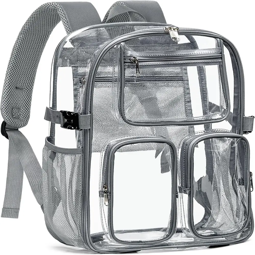 Heavy Duty Clear Backpack for Women Men Boys Girls, Large TPU Clear Bookbag Transparent