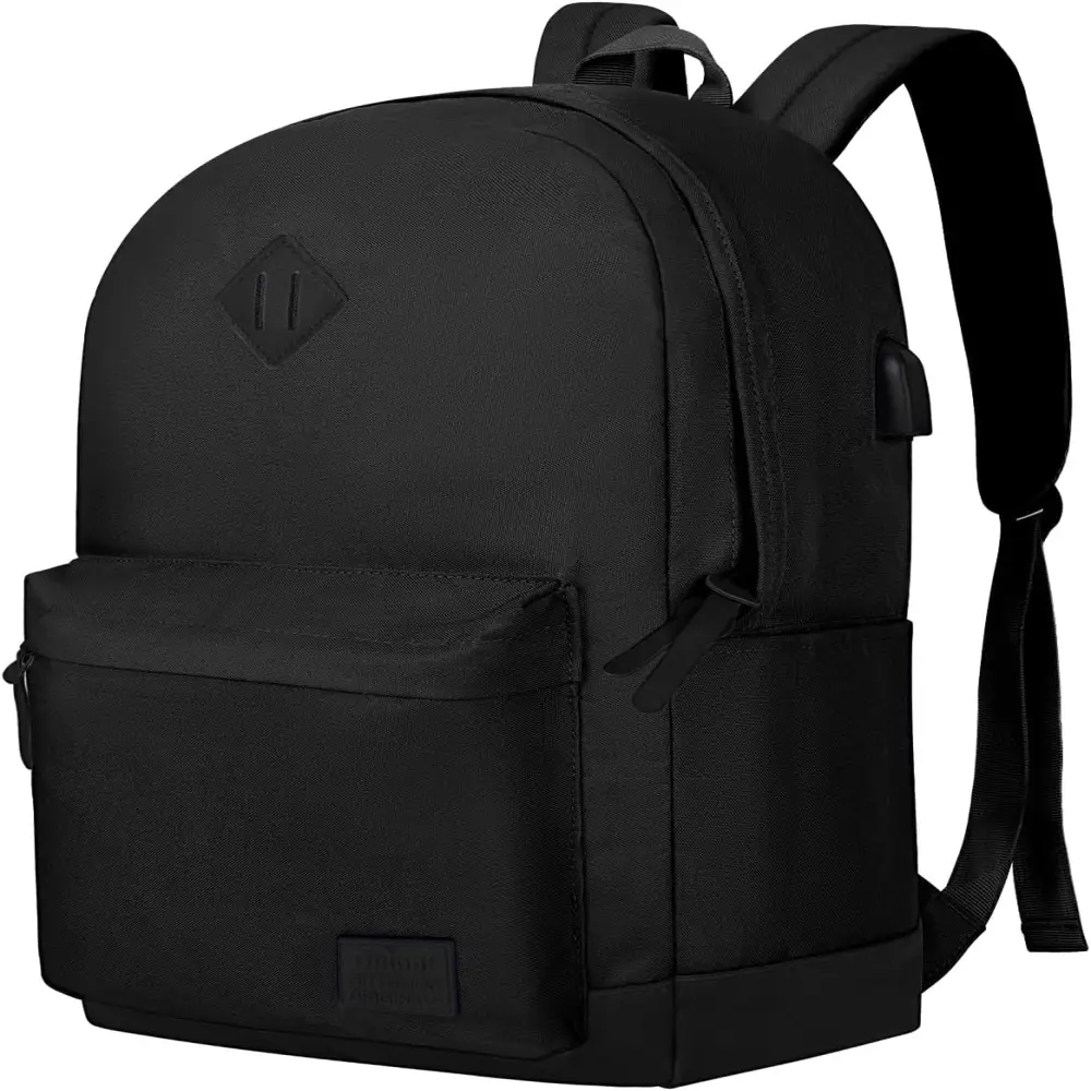 Goloni Backpack for Men Women, Travel Laptop Backpack, Water Resistant 17.3 Inch USB Charging Backpack, Large Capacity Work Commute Bag, All Black