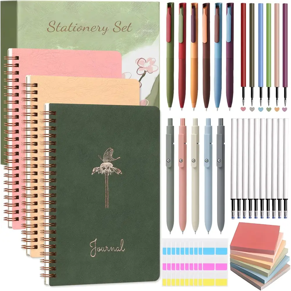 Stationery Gift Set for Women – 37PCS Aesthetic Journal Set with A5 Spiral Notebook, Gel Pens, Sticky Notes and Labels, Premium Gift Box – Perfect for Birthday, Graduation