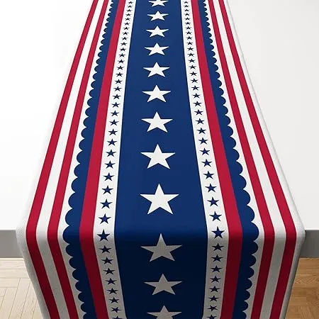 OHOME 4th of July Patriotic USA Stars Table Runner