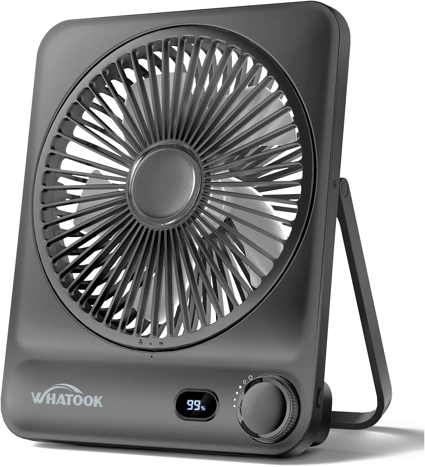 WHATOOK Large Travel Desk Fan: 10000mAh Battery 40 Hours Runtime Silent Rechargeable Fans