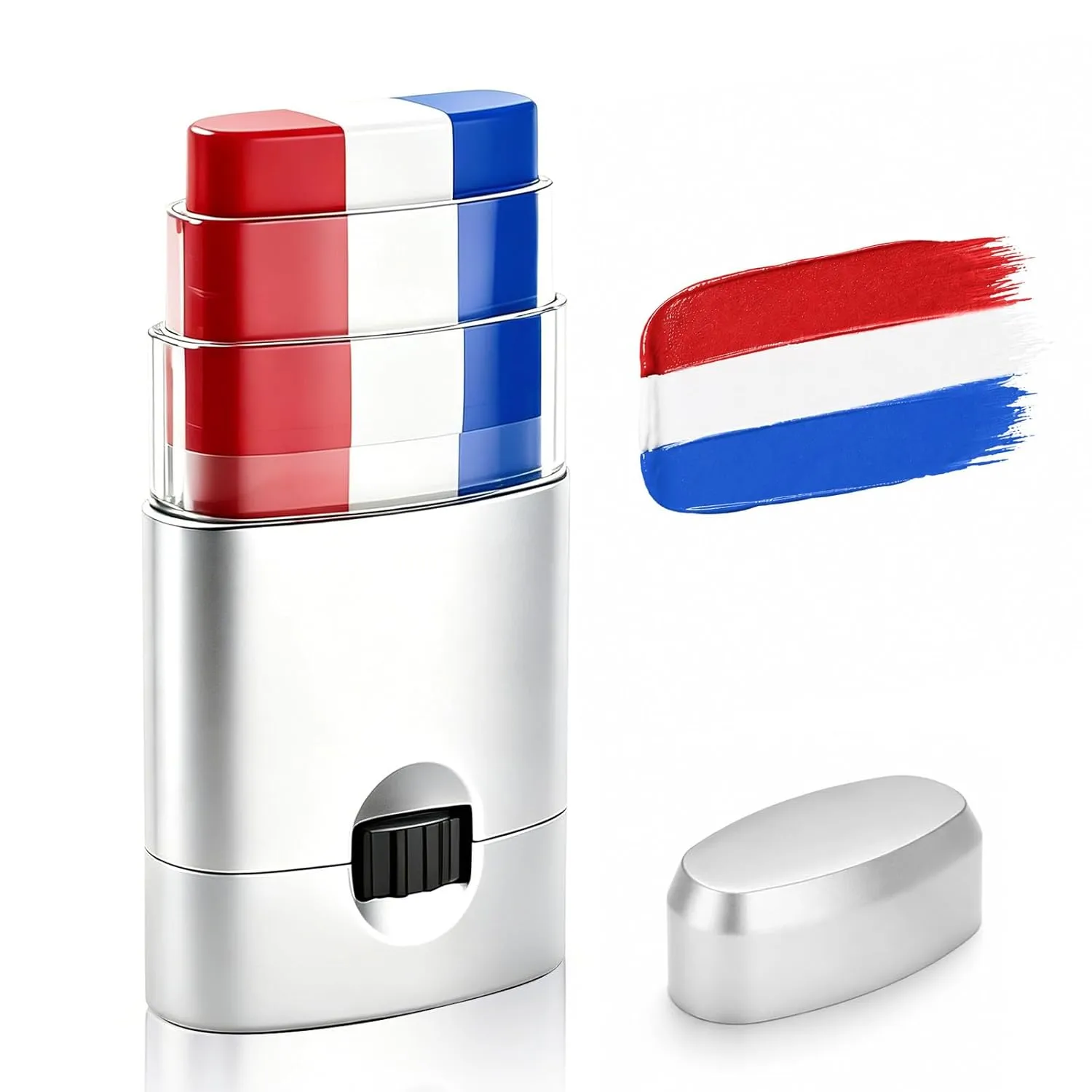 Red White Blue Face & Body Paint Stick — Sports Eye Black-Style Waterproof Sweatproof Cream