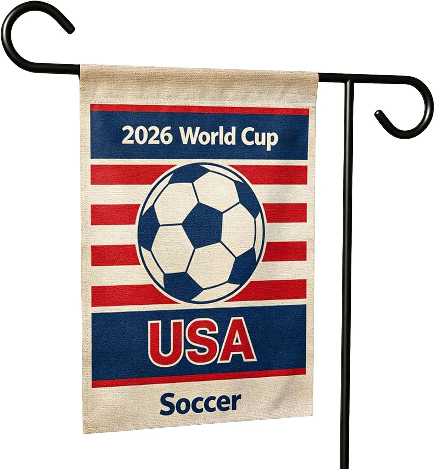 2026 World Cup Garden Flag USA Soccer - 12x18 Inch Patriotic Sports Fan Yard Decor, Double-Sided Vivid Print, Burlap Base